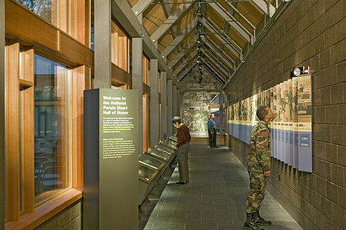 Main Hall Entry, The National Purple Heart Hall of Honor. Interior design by Vincent Ciulla Design Associates, Inc.