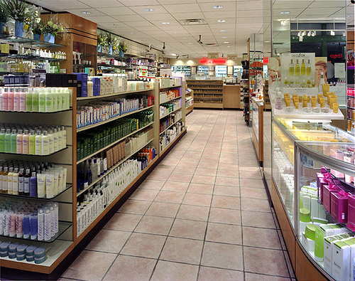 Wide aisles at Apthorp Pharmacy