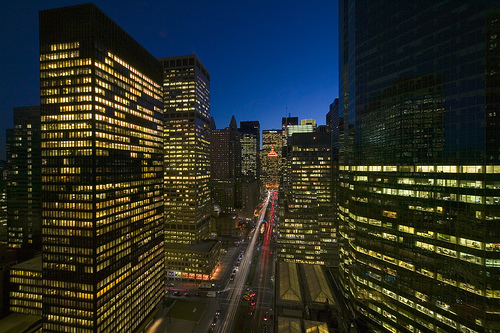 View from Park Avenue at dusk.