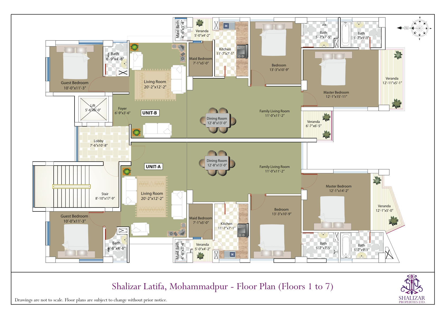 Shalazer Properties, Latifa Residence, Floorplan Floors 1-7