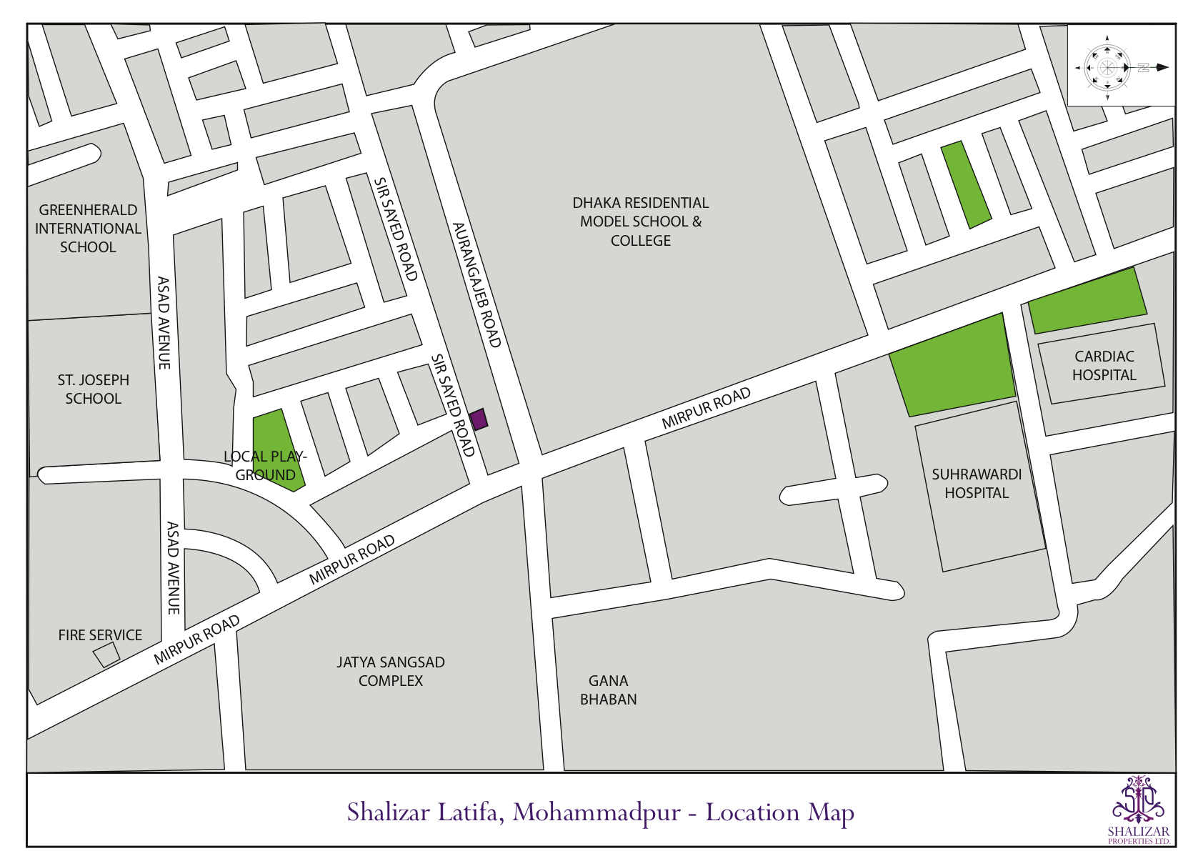Shalazer Properties, Latifa Residence, Mohammadpur, Location Map