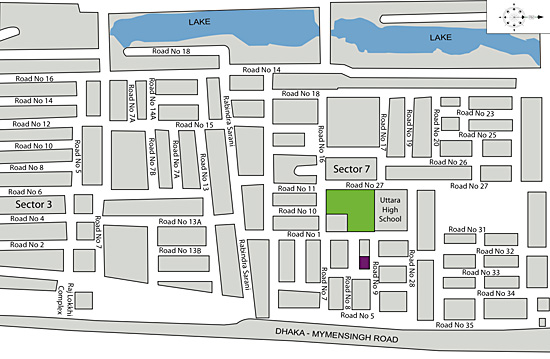 Shalizar Properties, Jharna Residence, Uttara, Location Map.
