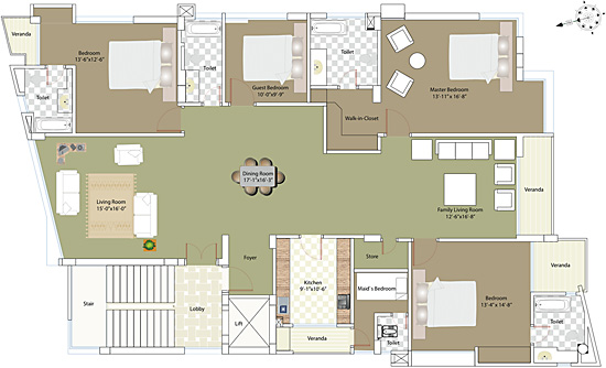 Shalizar Properties, Mohua Residence, Floorplan Floors 1-5.