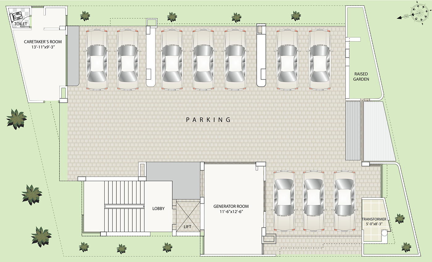 Rendering of Shalazer Properties Mohua Residence, Ground floor-level floor plan